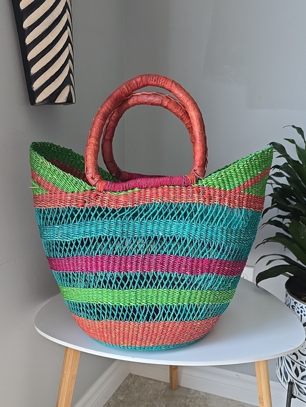 117 Colorful Woven Strorage Basket Bag